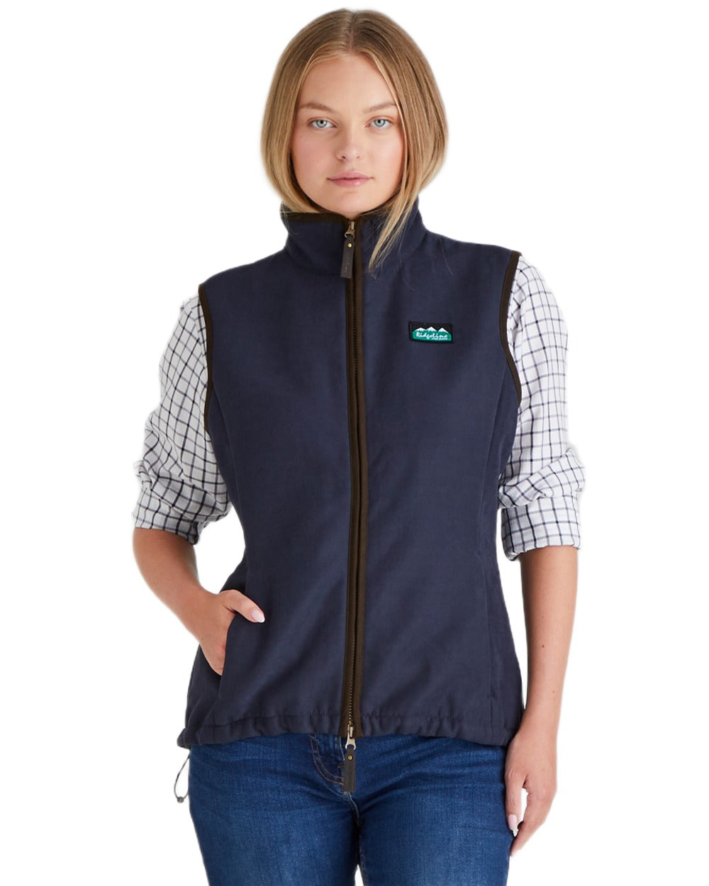 Navy coloured Ridgeline Womens Monarch Gilet on white background #colour_navy
