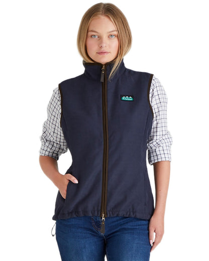 Navy coloured Ridgeline Womens Monarch Gilet on white background #colour_navy