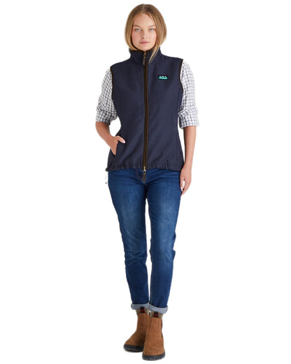 Navy coloured Ridgeline Womens Monarch Gilet on white background #colour_navy