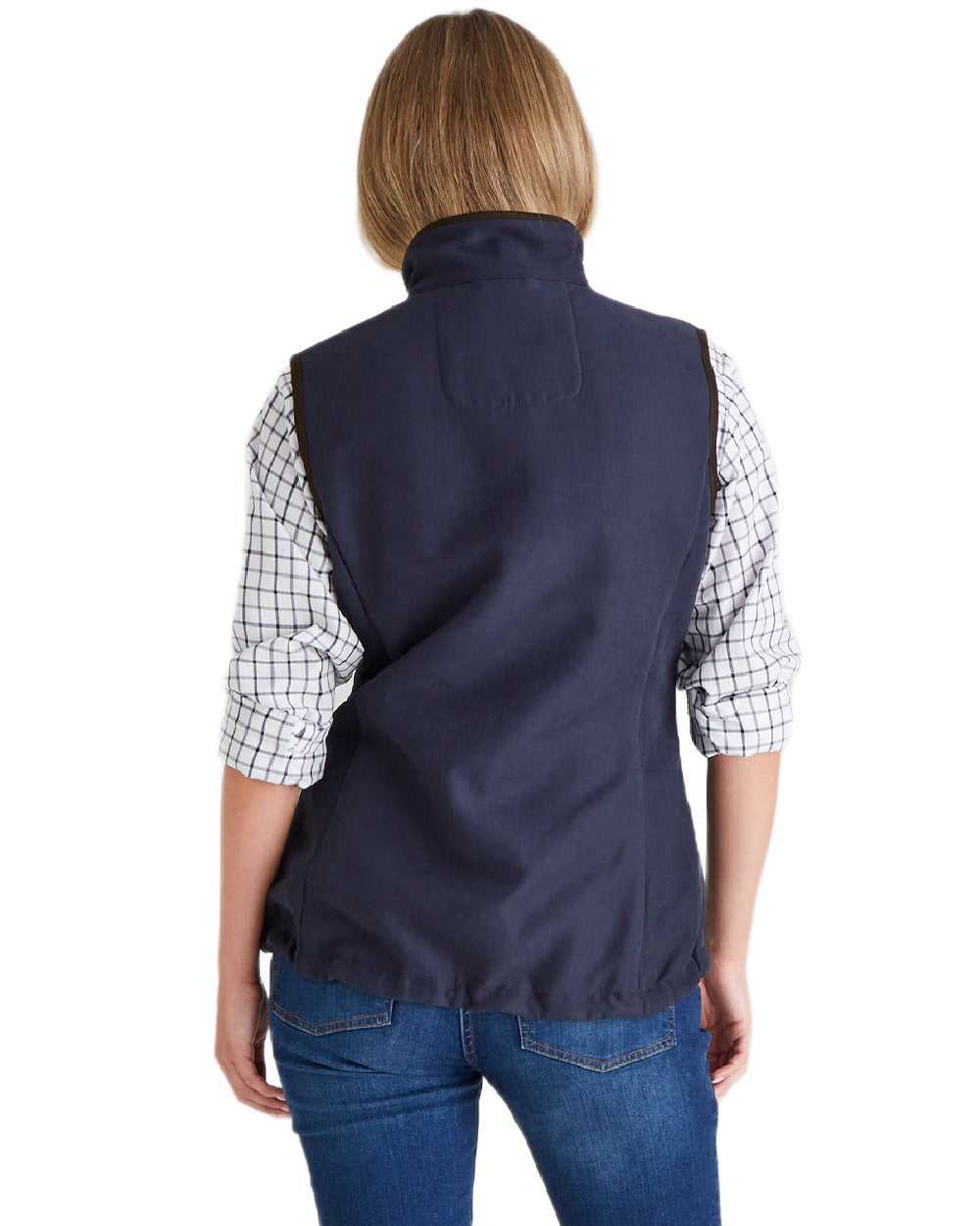 Navy coloured Ridgeline Womens Monarch Gilet on white background #colour_navy