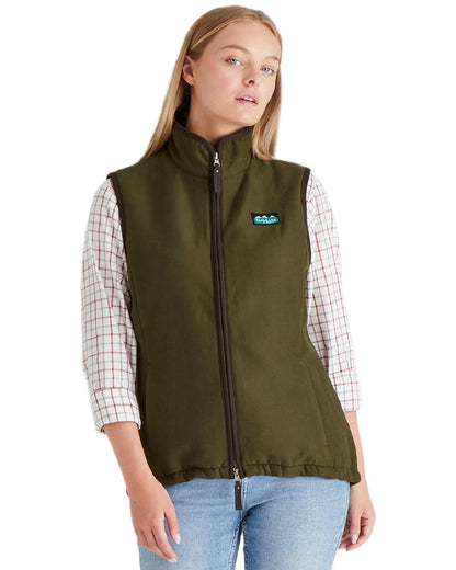 Teak coloured Ridgeline Womens Monarch Gilet on white background #colour_teak