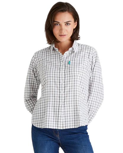 Deep Forest Smokey Olive coloured Ridgeline Womens Sedgebrook Shirt on white background #colour_deep-forest-smokey-olive