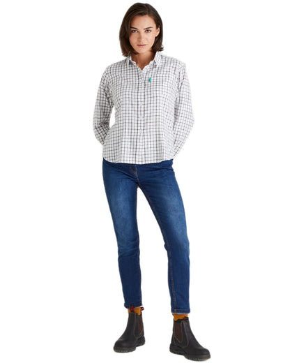 Deep Forest Smokey Olive coloured Ridgeline Womens Sedgebrook Shirt on white background #colour_deep-forest-smokey-olive