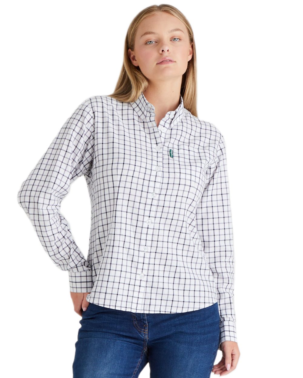 Navy Storm coloured Ridgeline Womens Sedgebrook Shirt on white background #colour_navy-storm