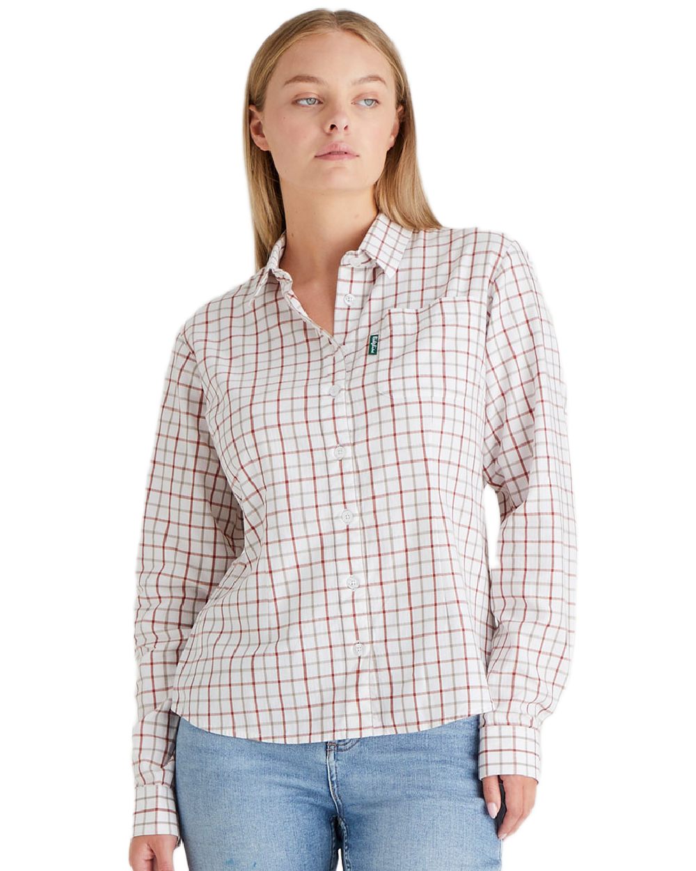 Russet Roasted Cashew coloured Ridgeline Womens Sedgebrook Shirt on white background #colour_russet-roasted-cashew