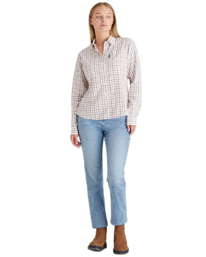 Russet Roasted Cashew coloured Ridgeline Womens Sedgebrook Shirt on white background #colour_russet-roasted-cashew