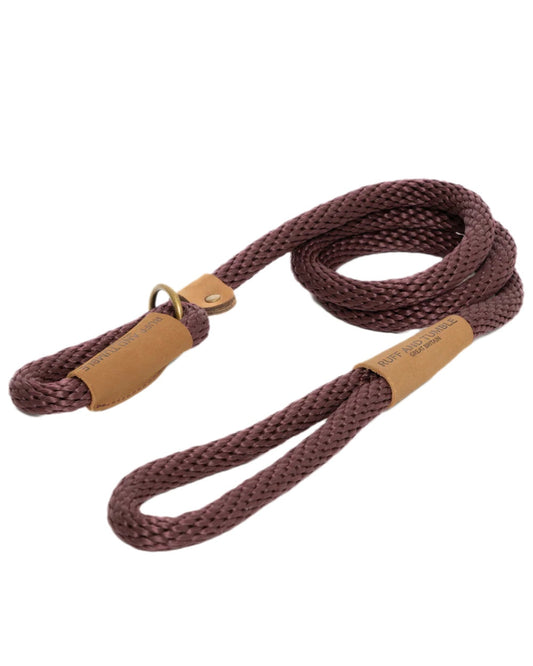 Burgundy Coloured Ruff & Tumble Slip Dog Leads on white background #colour_burgundy