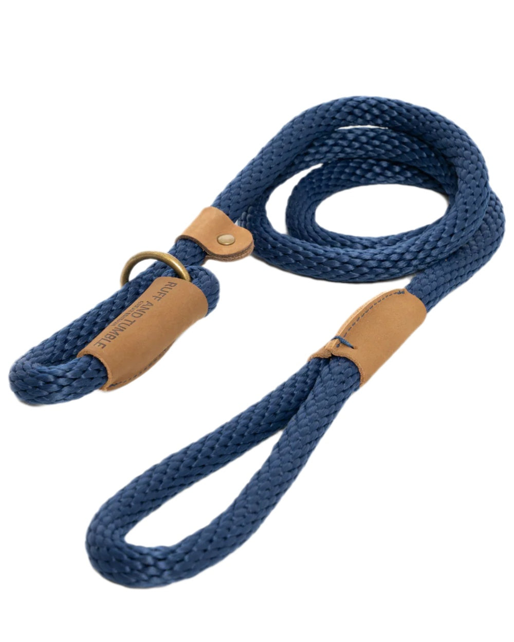 French Navy Coloured Ruff & Tumble Slip Dog Leads on white background #colour_french-navy