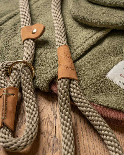 Moss Coloured Ruff & Tumble Slip Dog Leads on indoor background #colour_moss