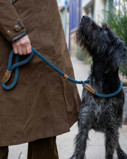 Sandringham Blue Coloured Ruff & Tumble Slip Dog Leads on outdoor background #colour_sandringham-blue