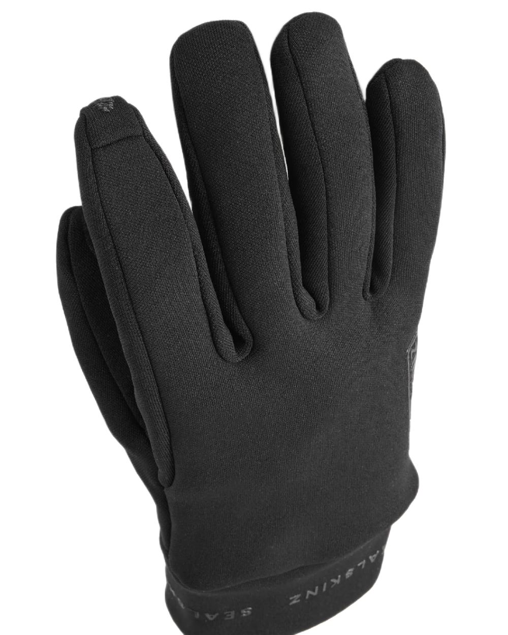 Black Coloured Sealskinz Acle Water Repellent Nano Fleece Glove on white background #colour_black