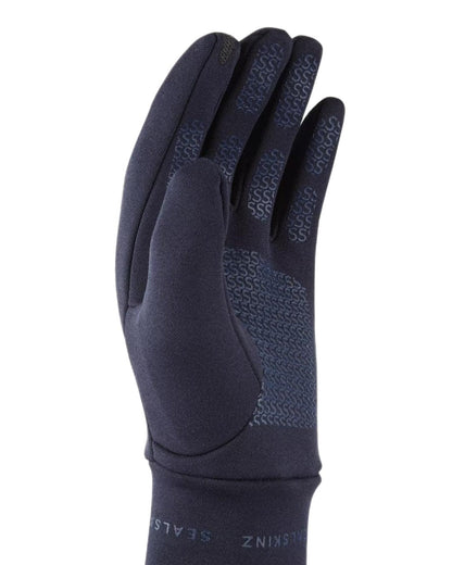 Navy  Coloured Sealskinz Acle Water Repellent Nano Fleece Glove on white background #colour_navy