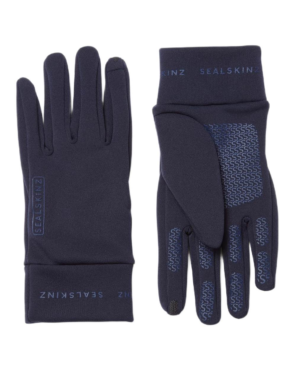 Navy  Coloured Sealskinz Acle Water Repellent Nano Fleece Glove on white background #colour_navy