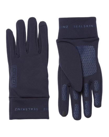 Navy  Coloured Sealskinz Acle Water Repellent Nano Fleece Glove on white background #colour_navy