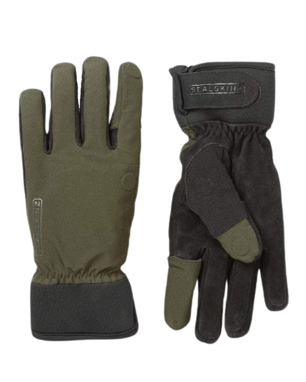 Olive Coloured Sealskinz Broome Waterproof All Weather Shooting Glove on white background #colour_olive