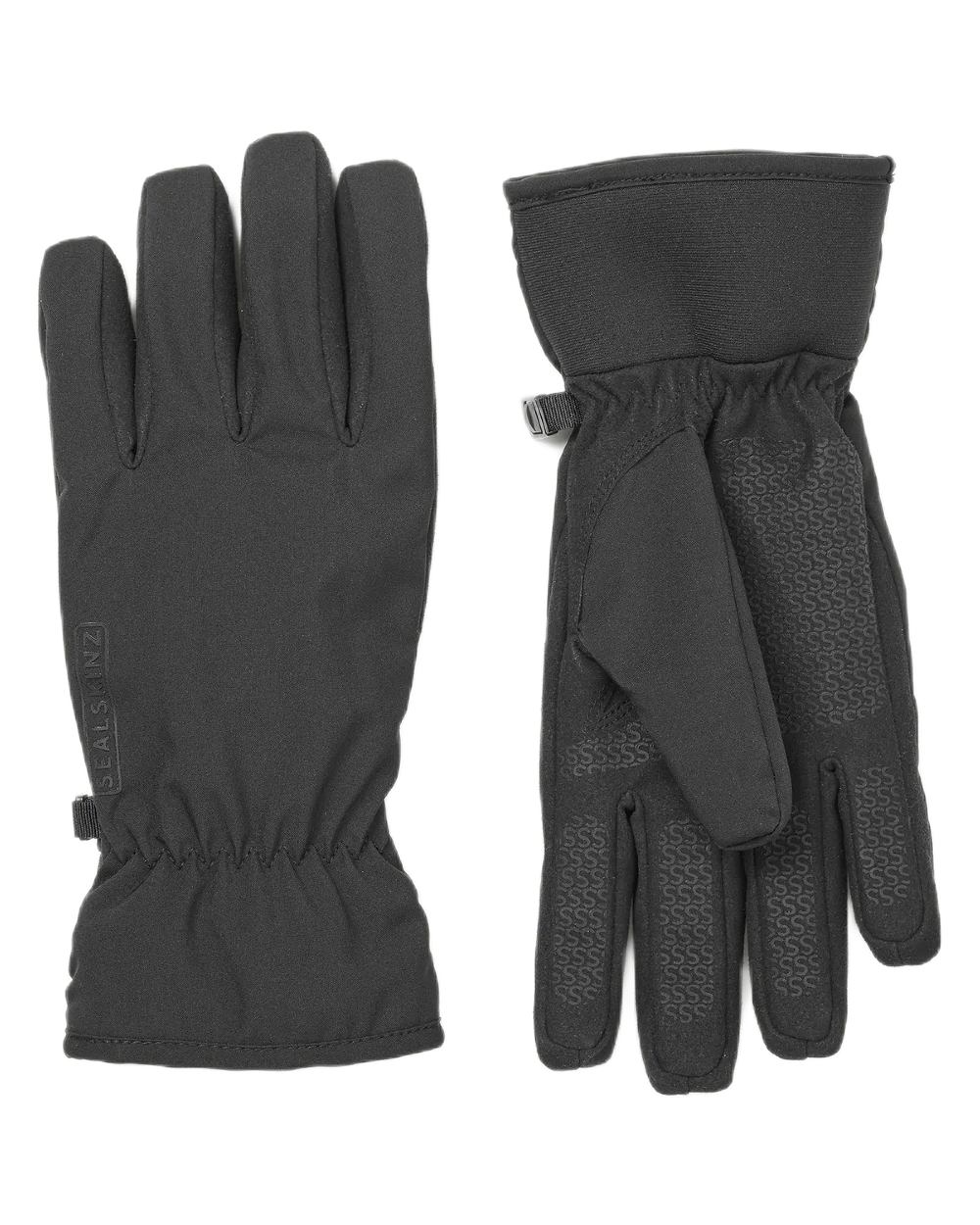 Black Coloured Sealskinz Griston Waterproof All Weather Lightweight Glove on white background #colour_black