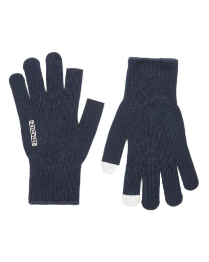 Navy Coloured Sealskinz Hanworth Solo Merino Glove on white background #colour_navy