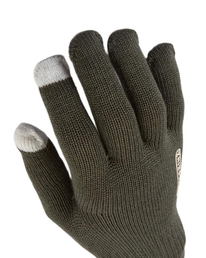 Olive Coloured Sealskinz Hanworth Solo Merino Glove on white background #colour_olive