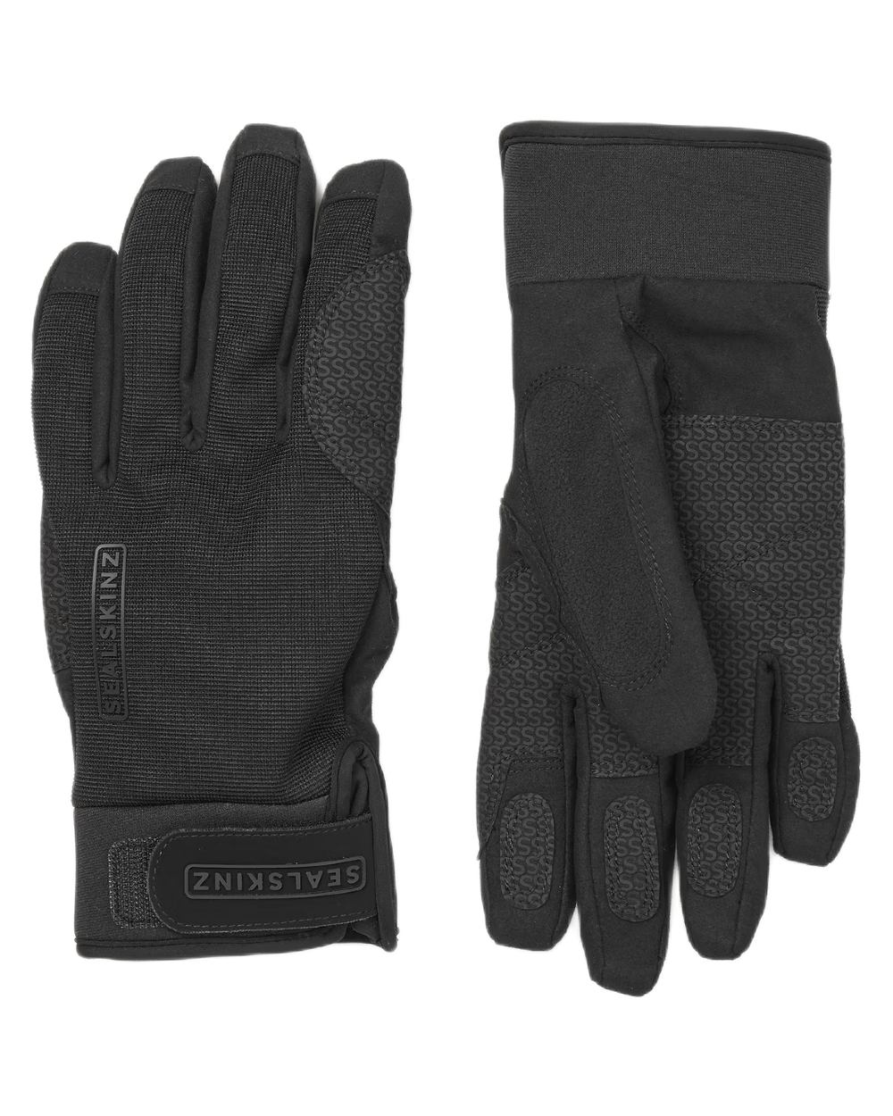 Black Coloured Sealskinz Harling Waterproof All Weather Glove on white background #colour_black