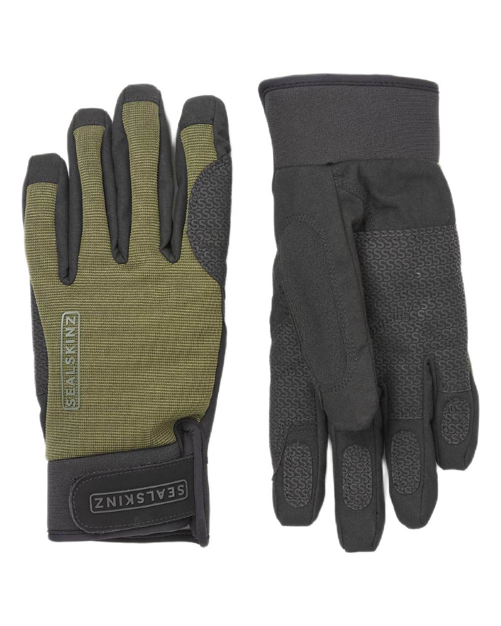 Olive Coloured Sealskinz Harling Waterproof All Weather Glove on white background #colour_olive