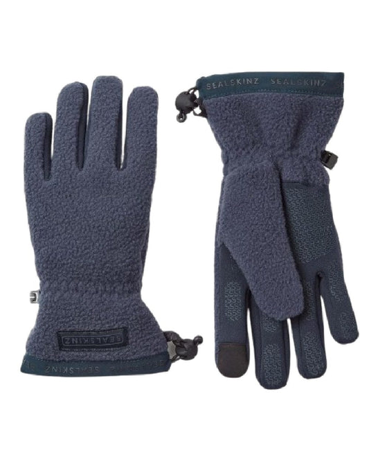 Navy Coloured Sealskinz Hoveton Waterproof Sherpa Fleece Glove on white background #colour_navy