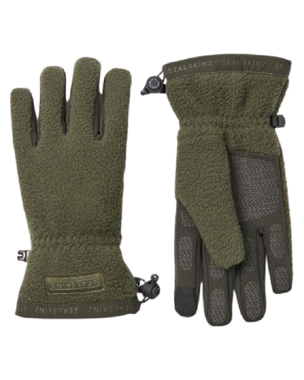 Olive Coloured Sealskinz Hoveton Waterproof Sherpa Fleece Glove on white background #colour_olive
