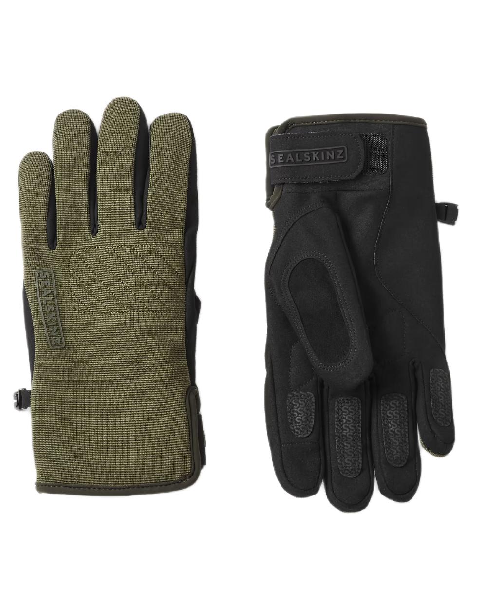 Olive Coloured Sealskinz Howe Waterproof All Weather Multi-Activity Glove on white background #colour_olive