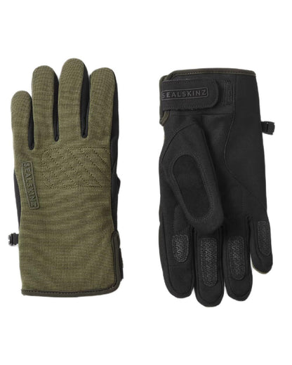 Olive Coloured Sealskinz Howe Waterproof All Weather Multi-Activity Glove on white background #colour_olive