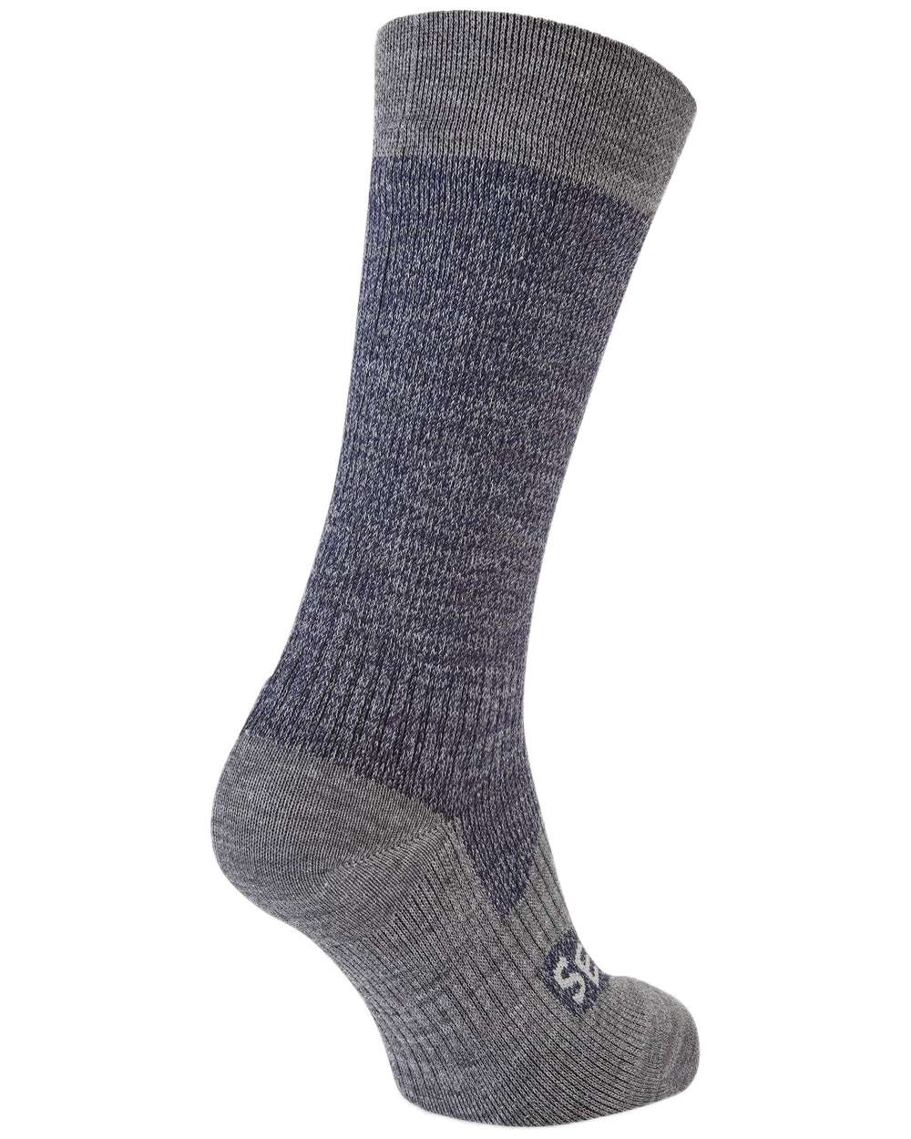 Navy Coloured Sealskinz Raynham Waterproof All Weather Mid Length Sock on white background #colour_navy