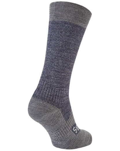 Navy Coloured Sealskinz Raynham Waterproof All Weather Mid Length Sock on white background #colour_navy