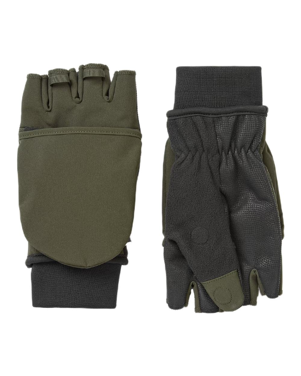 Olive Coloured Sealskinz Walpole Windproof Cold Weather Convertible Mitt on white background #colour_olive