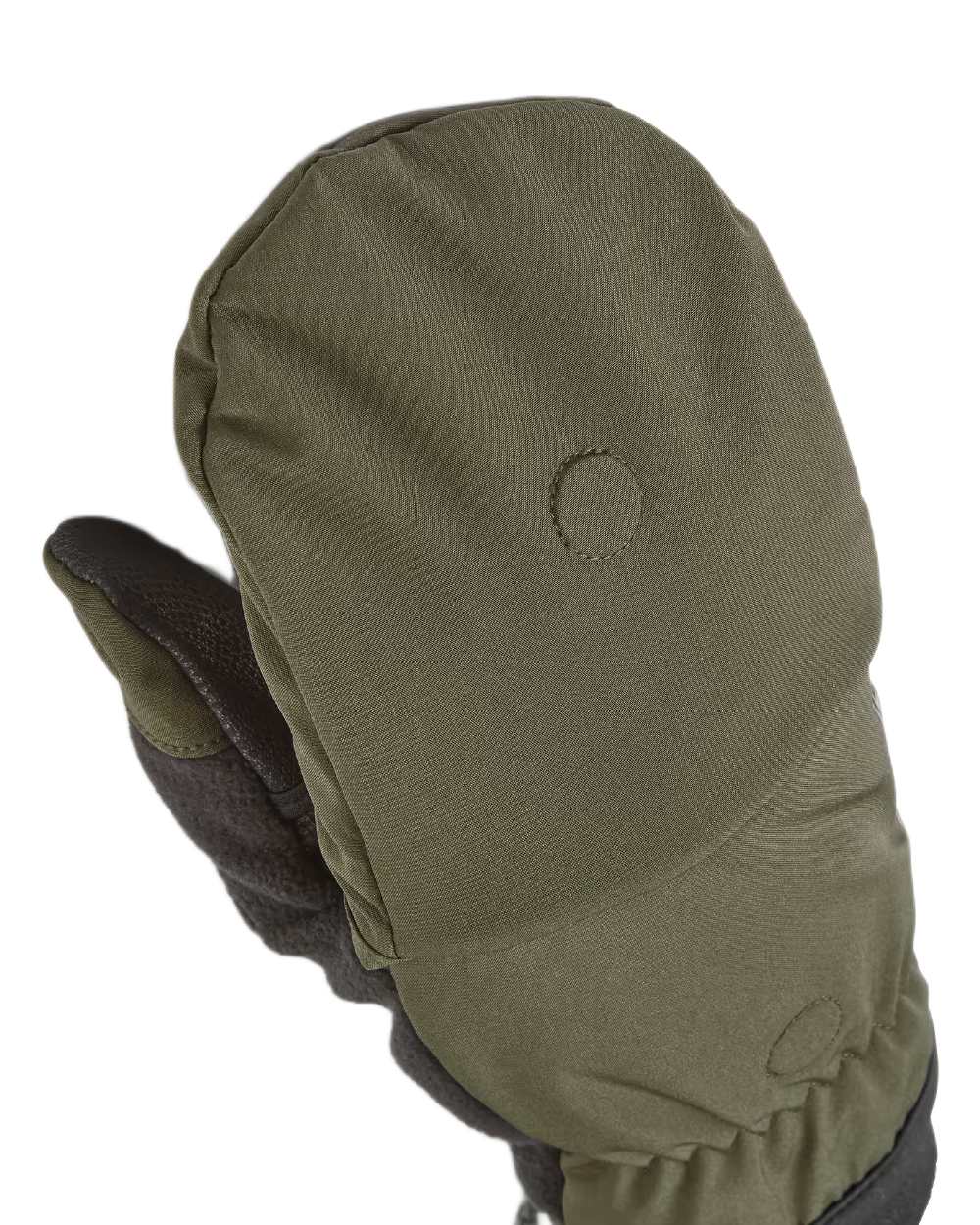 Olive Coloured Sealskinz Walpole Windproof Cold Weather Convertible Mitt on white background #colour_olive