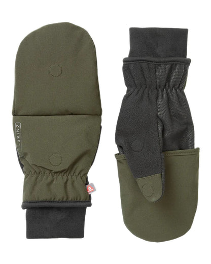 Olive Coloured Sealskinz Walpole Windproof Cold Weather Convertible Mitt on white background #colour_olive