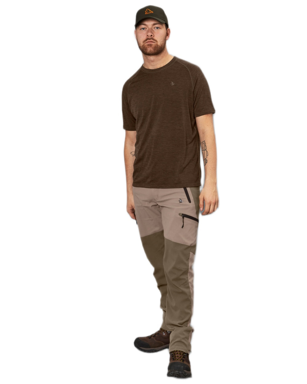 Demitasse Brown Coloured Seeland Active Short Sleeve T-Shirt on White background #colour_demitasse-brown