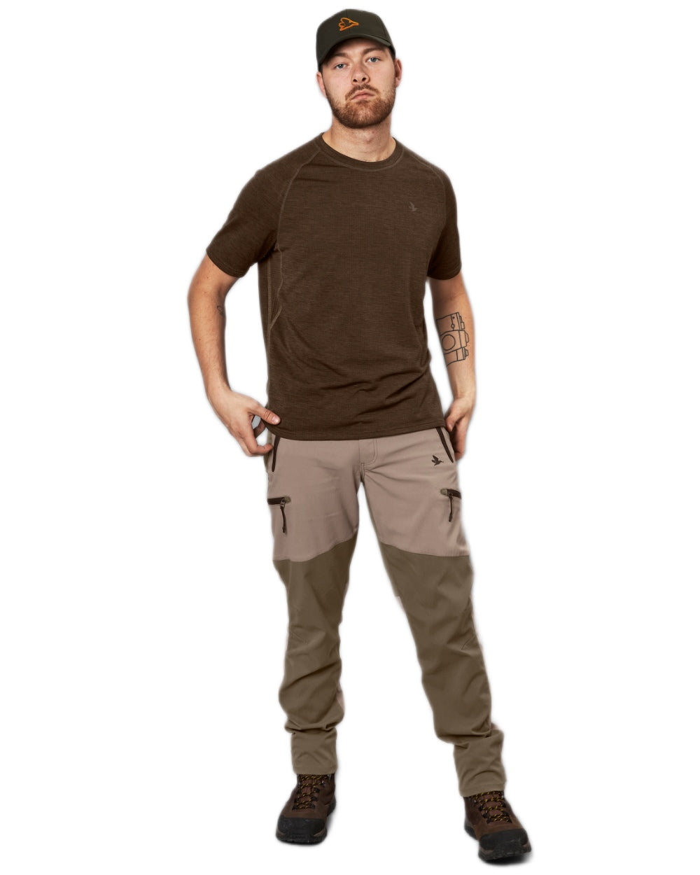 Demitasse Brown Coloured Seeland Active Short Sleeve T-Shirt on White background #colour_demitasse-brown