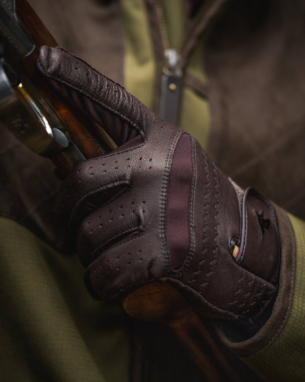 Chocolate Torte Coloured Seeland Aim Shooting Gloves on outdoor background #colour_chocolate-torte