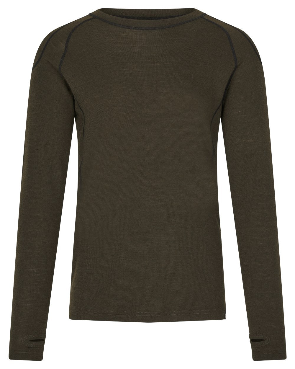 Pine Green coloured Seeland Apex One Hundred Long Sleeve T-Shirt on white background #colour_pine-green