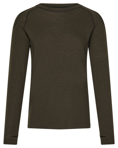 Pine Green coloured Seeland Apex One Hundred Long Sleeve T-Shirt on white background #colour_pine-green
