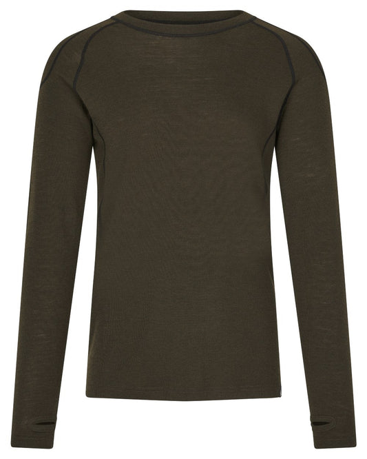 Pine Green coloured Seeland Apex One Hundred Long Sleeve T-Shirt on white background #colour_pine-green