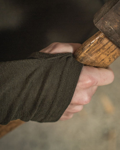 Pine Green coloured Seeland Apex One Hundred Long Sleeve T-Shirt on outdoor background #colour_pine-green