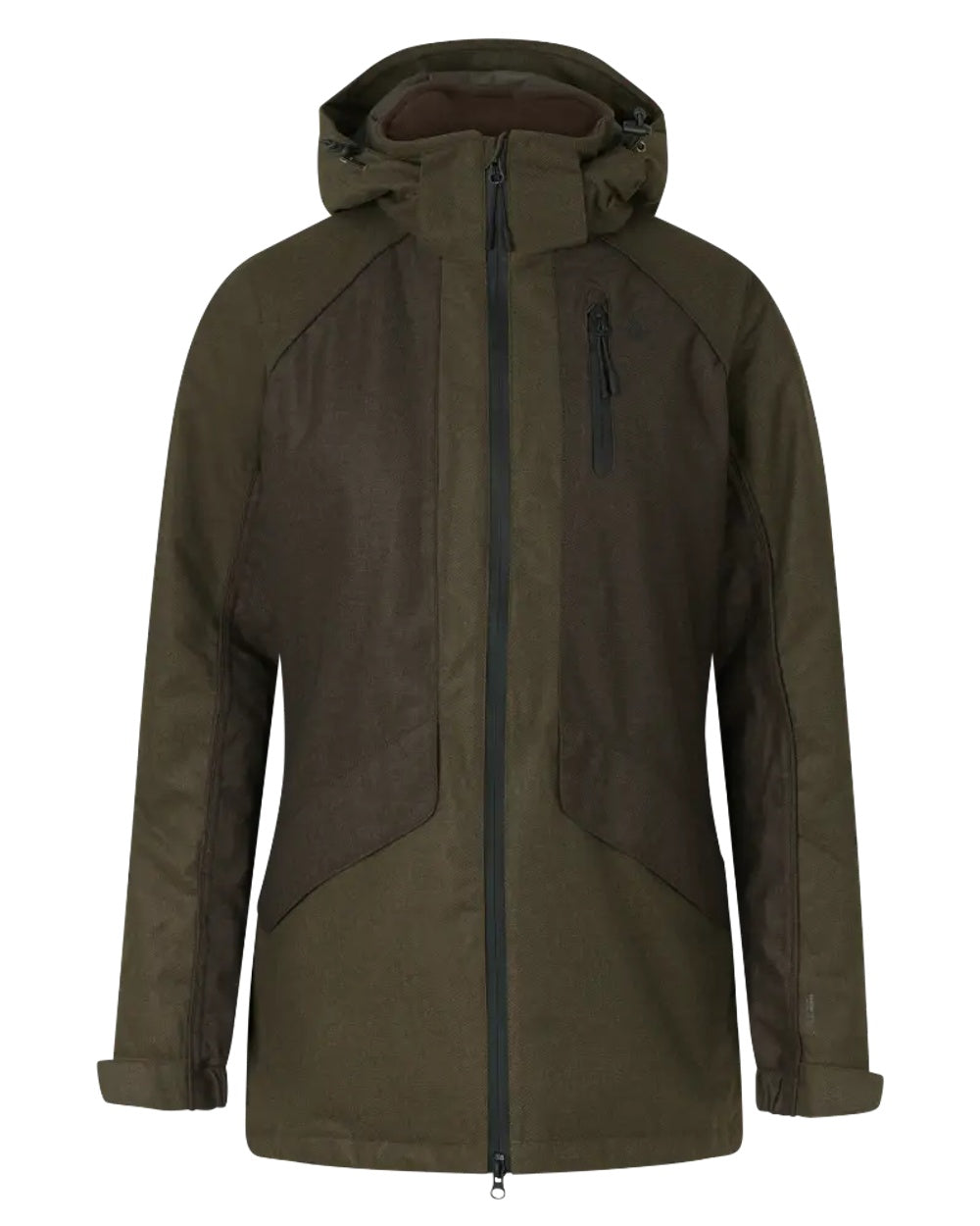 Pine Green Demitasse Brown Coloured Seeland Avail Aya Insulated Jacket on white background #colour_pine-green-demitasse-brown