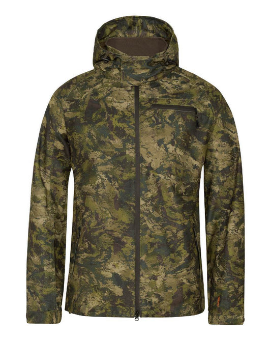 InVis Green Coloured Seeland Avail Camo Jacket on white background #colour_invis-green
