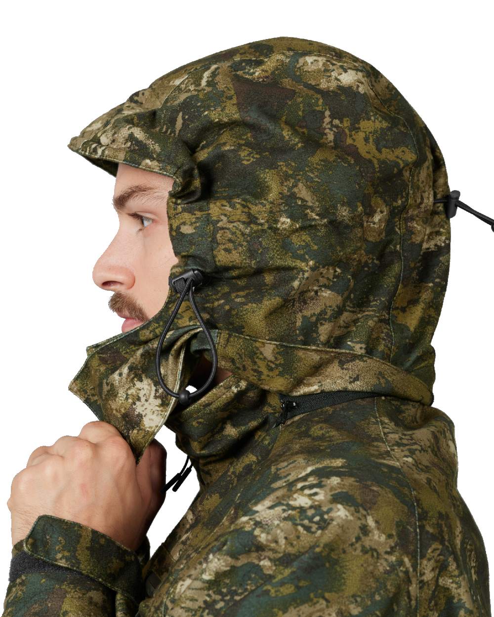 InVis Green Coloured Seeland Avail Camo Jacket on white background #colour_invis-green