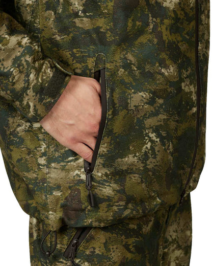 InVis Green Coloured Seeland Avail Camo Jacket on white background #colour_invis-green