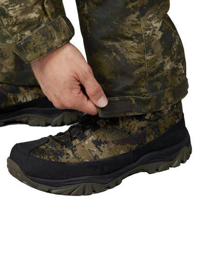 InVis Green Coloured Seeland Avail Camo Trousers on white background #colour_invis-green