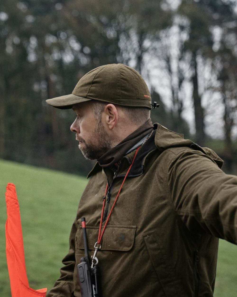 Pine Green Melange Coloured Seeland Avail Cap on forest background #colour_pine-green-melange