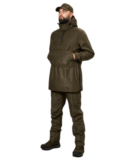 Pine Green Melange Coloured Seeland Avail Smock on White background #colour_pine-green-melange