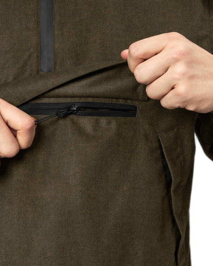 Pine Green Melange Coloured Seeland Avail Smock on White background #colour_pine-green-melange