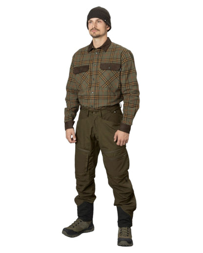 Grape Leaf Terracotta Check Coloured Seeland Banff Shirt on white background #colour_grape-leaf-terracotta-check