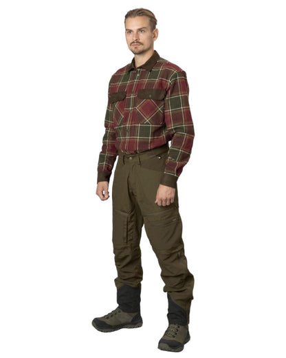 Red Check Coloured Seeland Banff Shirt on white background #colour_red-check